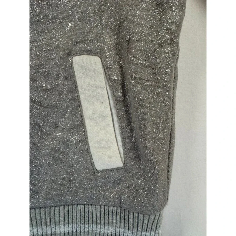Justice Silver & White Varsity/Bomber Style jacket Size 12